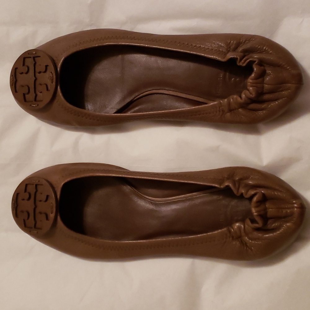 Tory Burch Taupe Leather Ballet Flats Sz 7